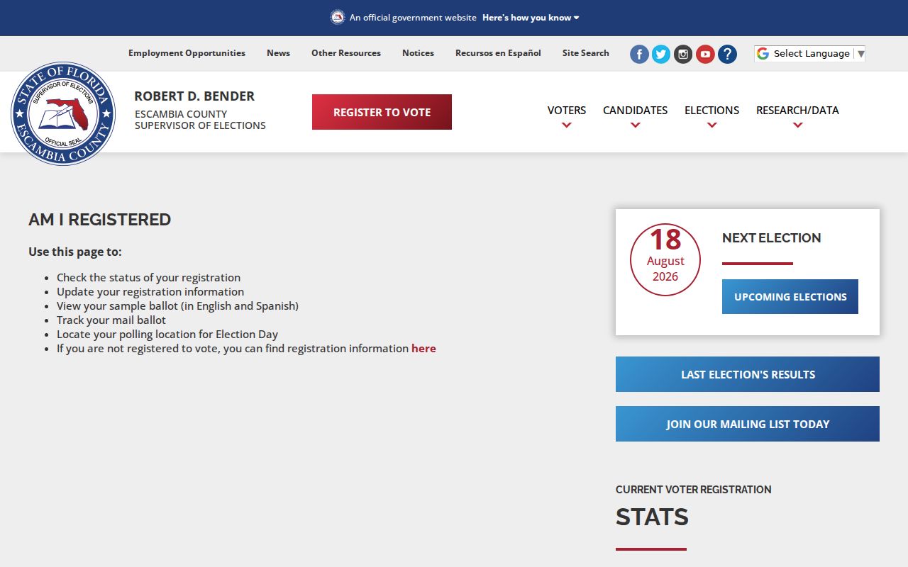 Escambia County residents directory voter lookup