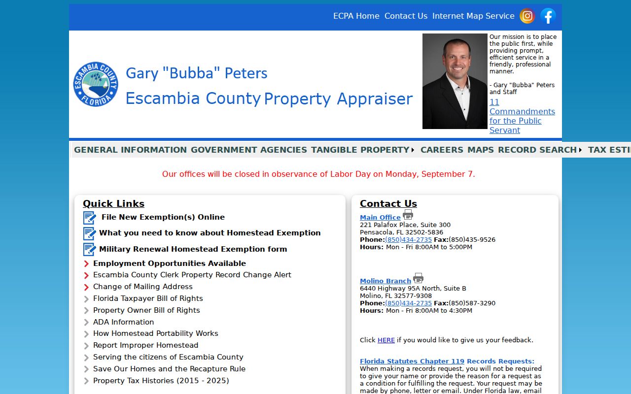 Escambia County residents directory property search