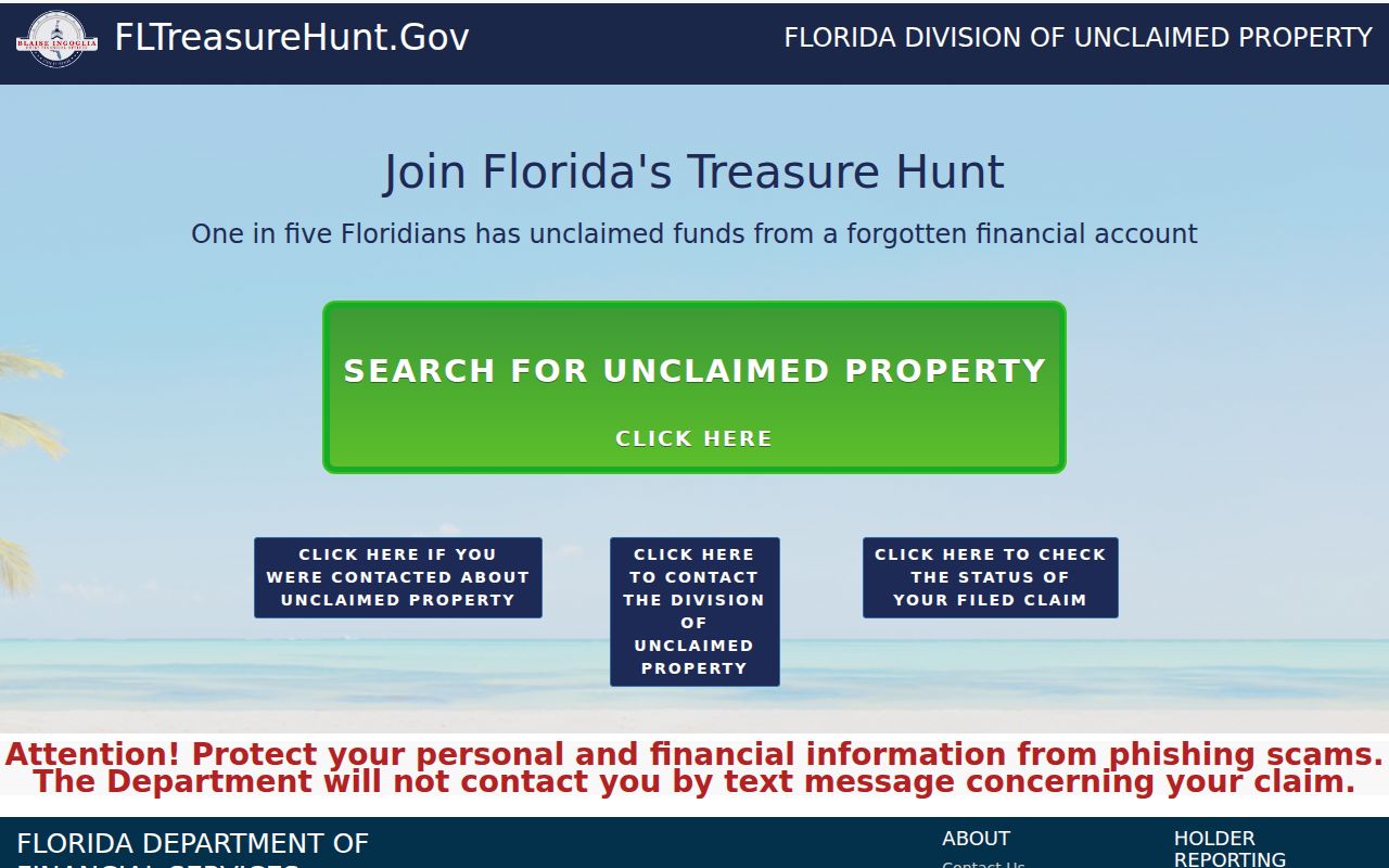 Florida Treasure Hunt unclaimed property search