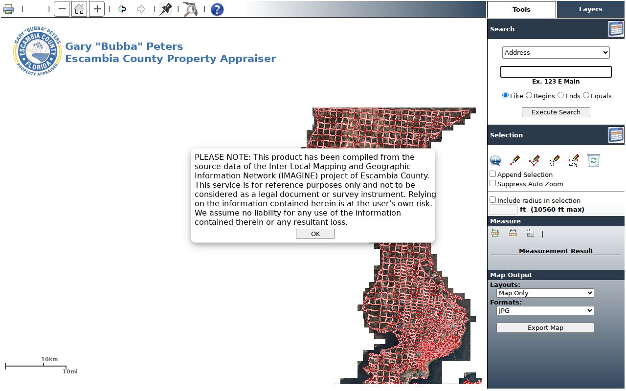 Escambia County street directory parcel map